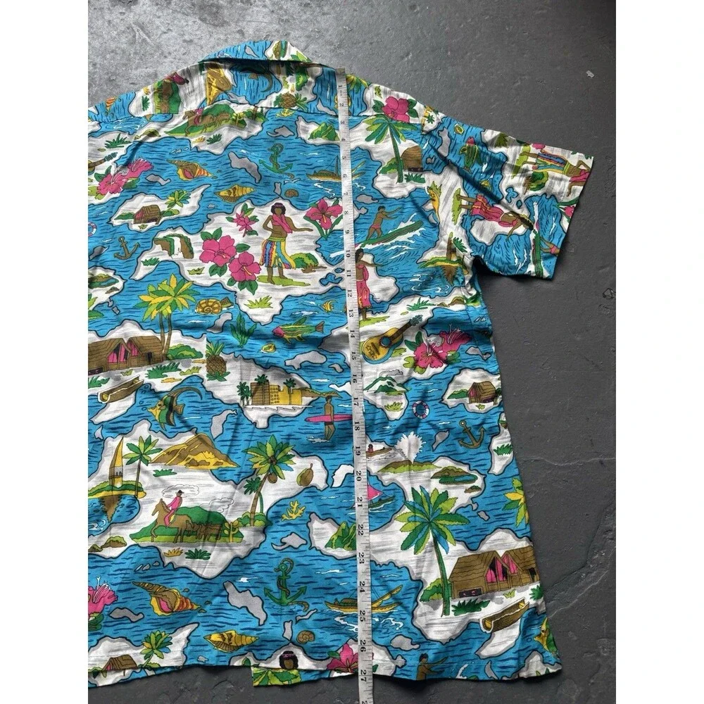 Vintage 60s Paramount Hawaiian Shirt Rayon Loop Collar M
